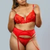 conjunto de lenceria rojo con ligueros y ligas Bogota