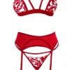 lenceria con liguero roja femenina