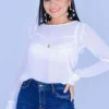 Blusa de vestir transparente Blanca Bogota