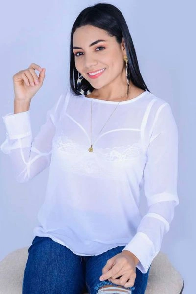 Blusa transparente Blanca Bogota