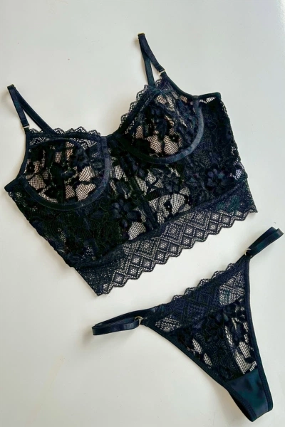 conjunto de lenceria crop top negro Bogota