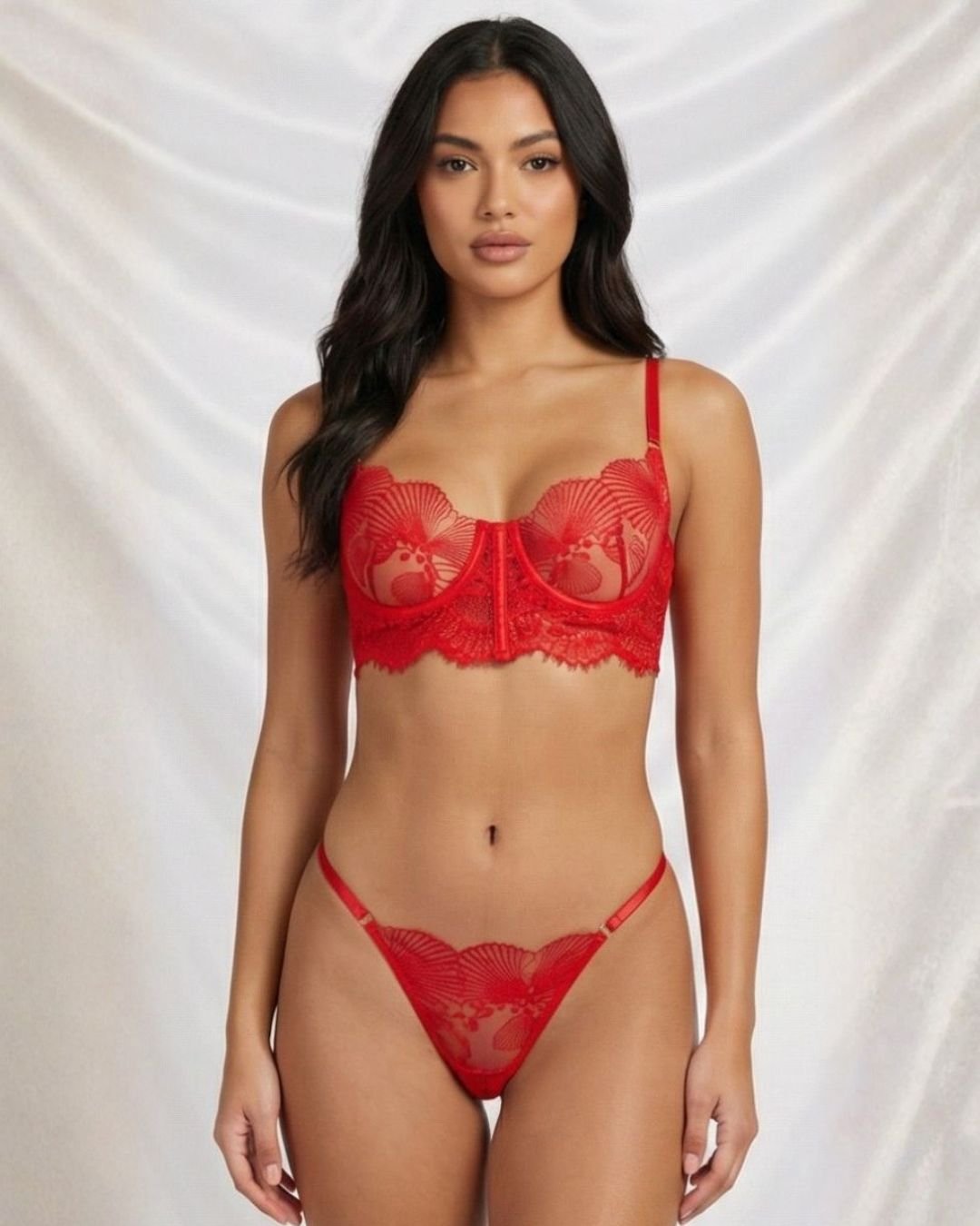 conjunto rojo lenceria